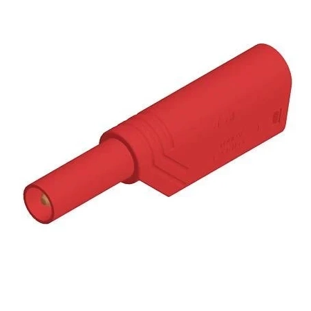 Wtyk bezpieczny 4mm z gniazdem 4mm, przykręcany, 24A, czerwony