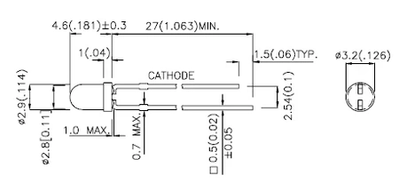 Dioda LED f3 UV 400nm 100-200mcd