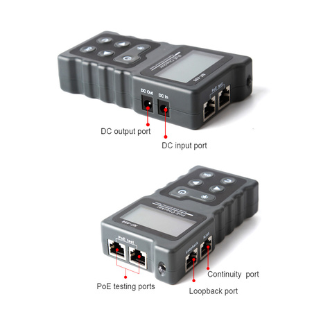 Tester LAN PoE 802.3af, 802.3at, test mapy połączeń, LCD, Noyafa NF-488