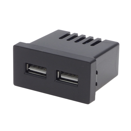 Włącznik światła + moduł ładowarki USB (2 gniazda USB 2,4A) z ramką szklaną podwójną - czarny - Tawoia Glass