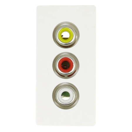 3 gniazda RCA Audio&Video biały, moduł 1/2 do ramki Tawoia Glass