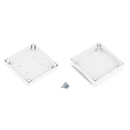 Obudowa uniwersalna wentylowana z panelami bocznymi 100,0 mm × 100,0 mm × 35,3 mm z ABS, kolor biały Z123AWB KRADEX