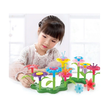 Klocki konstrukcyjne: OGRÓD, kwiatowe kompozycje, 104 elementy