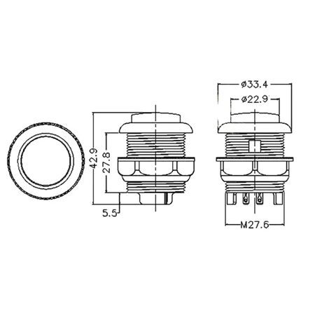 Przycisk PBSP-27BB (ON)-OFF, 1A 24V, okrągły niebieski