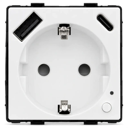 Gniazdko elektryczne Schuko z USB A+C 20W z watomierzem WiFi i Bluetooth białe podtynkowe (moduł bez ramki) - TAWOIA Smart Home