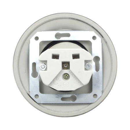 Gniazdo elektryczne ceramiczne okrągłe z ramką, montaż podtynkowy, kolor czarny Ceramic Loft