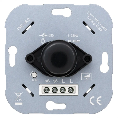 Dimmer LED 5-250W ceramiczny podtynkowy moduł bez ramki okrągły czarny Ceramic Loft