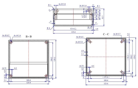 Obudowa 120x126, h=37/54mm, przeznaczona m.in. do urządzeń audiowizualnych, Z20