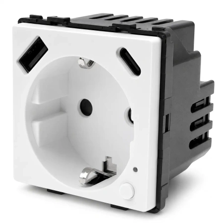 Gniazdko elektryczne Schuko z USB A+C 20W z watomierzem WiFi i Bluetooth białe podtynkowe (moduł bez ramki) - TAWOIA Smart Home