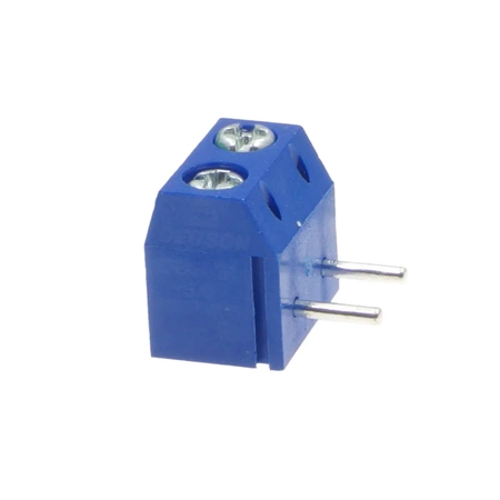 Złącze śrubowe do druku, 2 pola, raster 5mm, wysokość 9mm, wyprowadzenia kątowe, 300V / 15A, Degson DG301R