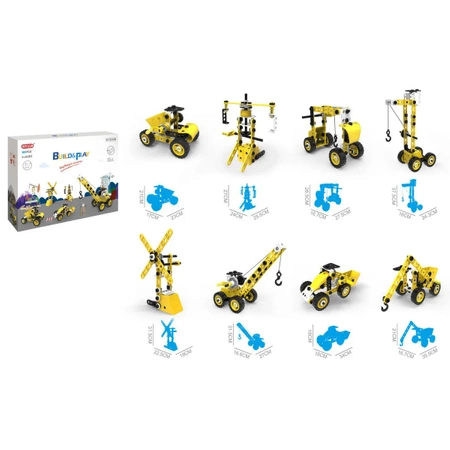 Klocki Konstrukcyjne: Maszyny, Pojazdy Budowlane, Dźwig, Wiatrak, Ciężarówka 8w1, 100 elementów