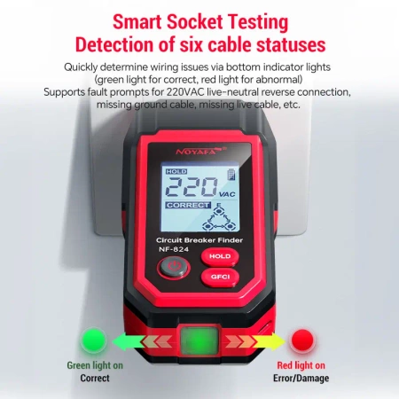 Lokalizator przewodów z testerem gniazd, Noyafa NF-824