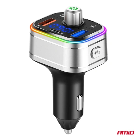 Transmiter FM 2xUSB-A + USB C + microSD, AMIO-04652