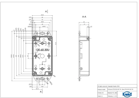 Obudowa hermetyczna z uchem ZP120.60.45 jasnoszara ABS