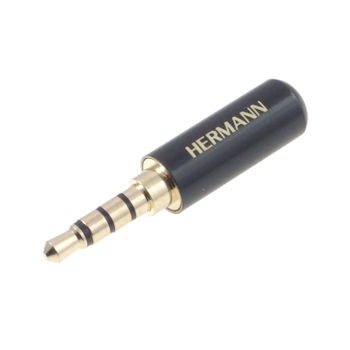 Wtyk jack 3.5 4-polowy HERMANN czarny SLIM, profesjonalny
