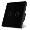 Włącznik dotykowy szklany schodowy podwójny 800W - czarny - Tawoia Glass