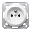Gniazdko elektryczne z uziemieniem okrągłe białe ceramiczne podtynkowe (moduł bez ramki) - Ceramic Loft