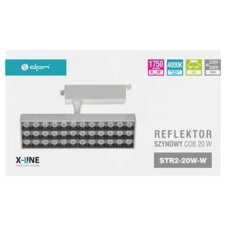 Reflektor szynowy LED, 20W, 1750lm, 4000K, biały, X-LINE