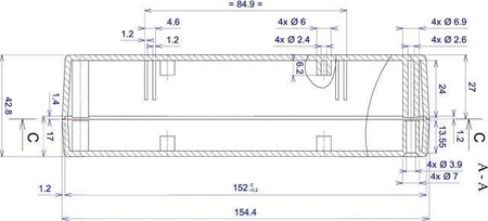 Obudowa uniwersalna Z78J, 84,5 × 154 × 42,5 mm, ABS, jasnoszara, z panelami bocznymi, Kradex