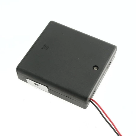 Koszyk baterii AA x4 z pokrywą, włącznikiem i przewodami