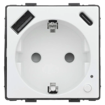 Moduł - Gniazdko pojedyncze Schuko z USB A+C 20W - watomierz - ZigBee, biały - Tawoia Glass