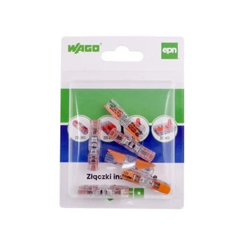 Szybkozłączka WAGO 221-2411 przelotowa z dźwignią, drut i linka 0,2-4mm², 32A 450V, blister 6 szt.