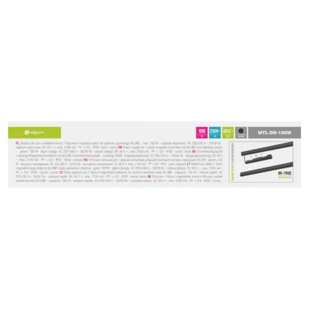 Zasilacz do szynoprzewodów magnetycznych 100W 48V DC czarny M-LINE