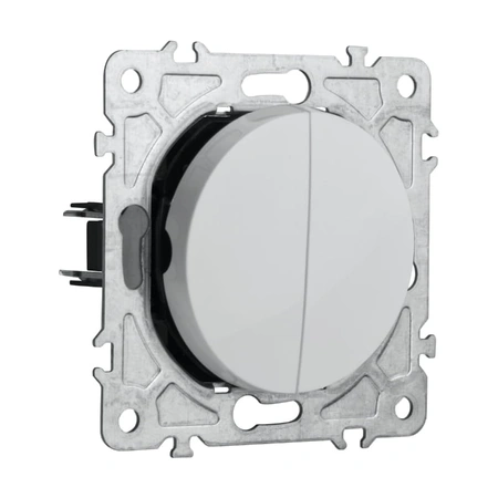 Włącznik podwójny, okrągły, biały, podtynkowy, moduł bez ramki, 10 A, OVAL