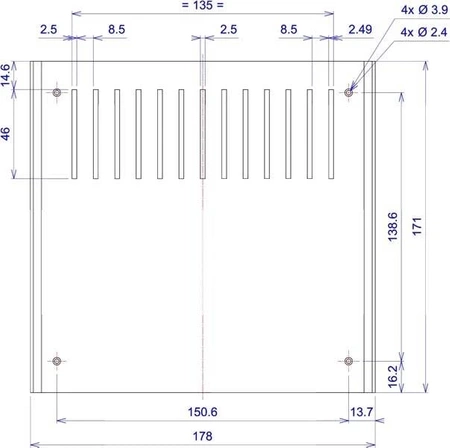 Obudowa uniwersalna Z1AW, 172 × 176 × 68 mm, PS, czarna, wentylowana, z panelami bocznymi, Kradex