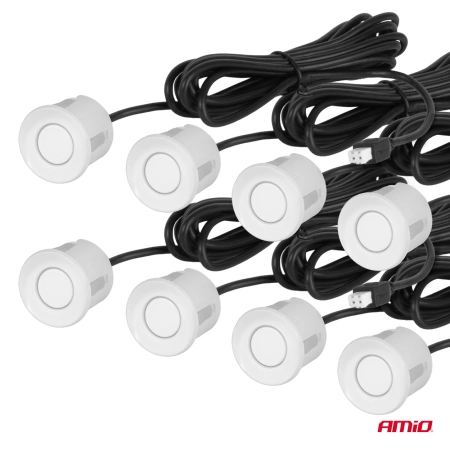 Czujniki parkowania cofania białe LED 3D przód tył AMIO-03194
