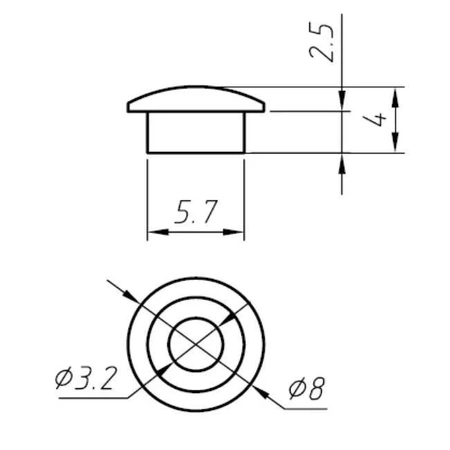 Klawisz grzybkowy SC014 do mikroprzełącznika, czarny 8 mm, wysokość 4 mm