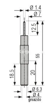 Adapter - gniazdo 4mm na igłę 1.4x13mm czarny