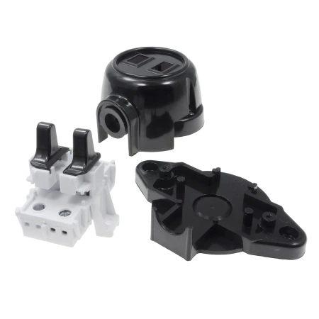 Włącznik światła podwójny, montaż natynkowy, kolor czarny, seria Retro PRL