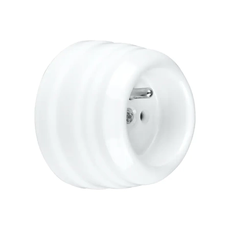 Gniazdko elektryczne z uziemieniem okrągłe białe ceramiczne natynkowe - Ceramic Classic Loft