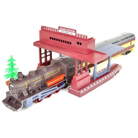 Zestaw Realistyczna Kolejka Parowóz Wagony Zajazd Tory