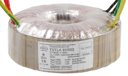 Transformator toroidalny 60VA Indel TSTLA 60/002 230V (250V, 3.15V-0-3.15V) do wzmacniaczy lampowych