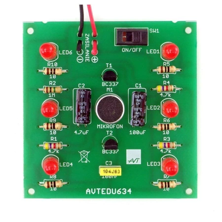 Efekt LED świecący w rytmie muzyki - MigoLEDki. Zestaw DIY do nauki lutowania AVT EDU634
