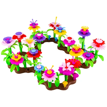 Klocki konstrukcyjne: OGRÓD, kwiatowe kompozycje, 104 elementy