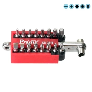 Zestaw bitów 16szt z mini kluczem grzechotką, Proskit SD-2616