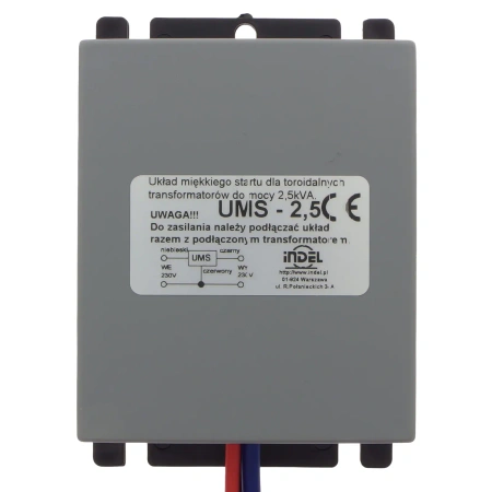 Układ miękkiego startu UMS-2,5, do transformatorów toroidalnych 2,5 kVA, 230 V AC, uchwyty montażowe, Indel