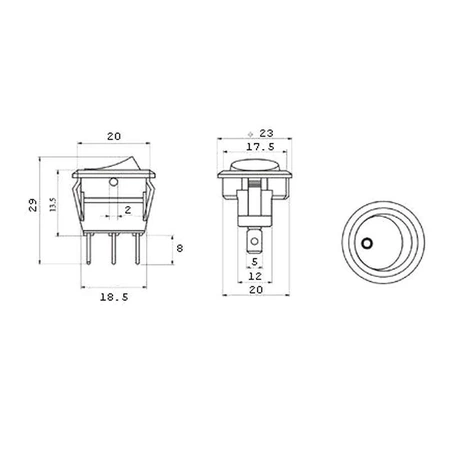 Włącznik ON-OFF SMRS101-6LDR 6A 250V okrągły, zielona dioda