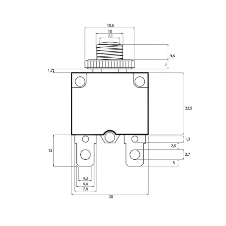 Wyłącznik nadprądowy bimetaliczny MR1 3 A 250 V AC, 1 tor, panelowy