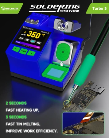 Stacja lutownicza Turbo3, 150 W, nagrzewanie 2 s, do mikrolutowania, Mechanic