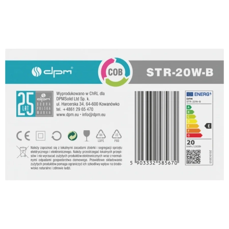 Reflektor szynowy LED 20W, 1954lm, 4100K, czarny