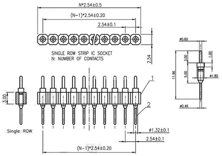 Listwa kołkowa 1x40 prosta precyzyjna