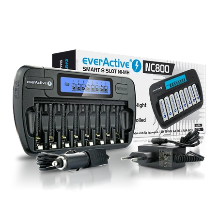 Ładowarka akumulatorów 8x AA/AAA, everActive NC-800