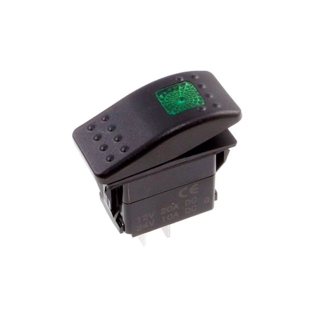 Przełącznik klawiszowy ON-OFF 2-pozycyjny 3-pin z zieloną diodą LED 12–24 V DC