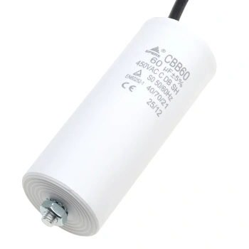 Kondensator rozruchowy do silnika 60µF 450VAC, CBB60, przewody 15 cm, Ø50 × 122 mm, EPERS