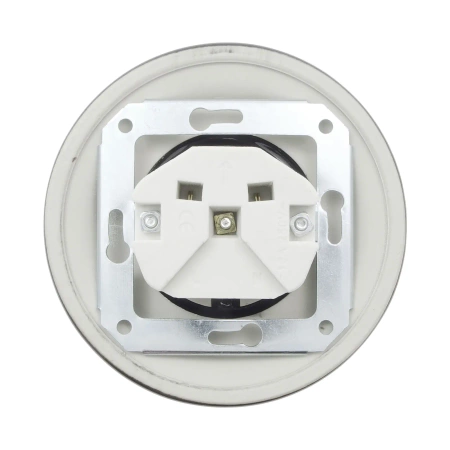 Gniazdo elektryczne Schuko ceramiczne okrągłe z ramką, montaż podtynkowy, kolor czarny Ceramic Loft