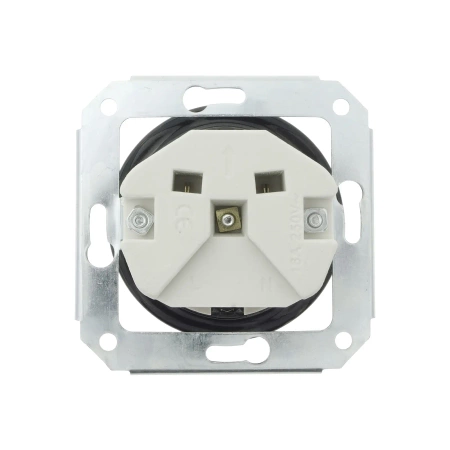 Gniazdo elektryczne Schuko ceramiczne, okrągłe bez ramki, montaż podtynkowy, kolor czarny Ceramic Loft